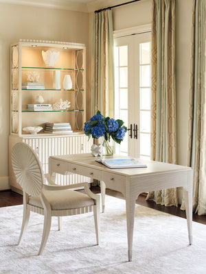 Lexington Sligh Birkdale Deck - Elegant Hollywood Regency Design With Led Lighting & Adjustable Glass Shelves Opaline Wood 310-441