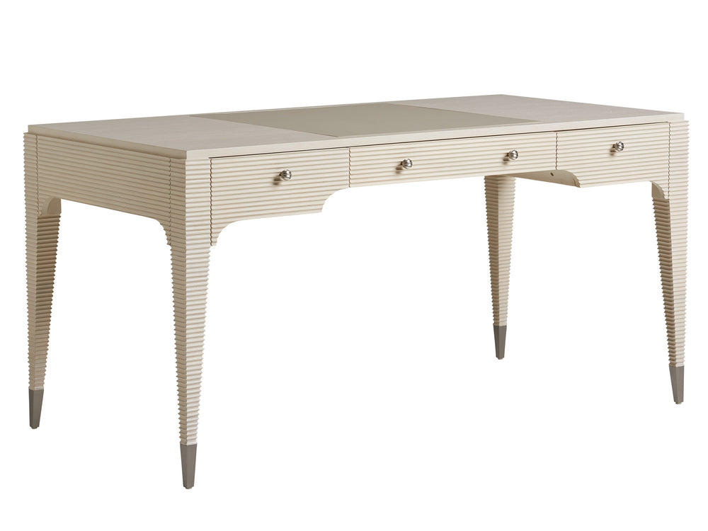 Lexington Sligh Roslyn Writing Desk - Elegant Art Deco Design With Leather Top, Storage Drawers & Timeless Charm Opaline Wood 310-411