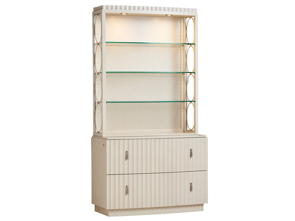 Lexington Sligh Birkdale Deck - Elegant Hollywood Regency Design With Led Lighting & Adjustable Glass Shelves Opaline Wood 310-441