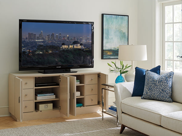 Lexington Sligh Ellerston Media Console - Elegant Hollywood Regency Design With Scalloped Detailing And Storage Options Opaline Wood 310-660