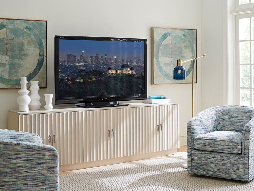 Lexington Sligh San Marcos Media Console - Elegant Hollywood Regency Design With Adjustable Shelves & Ample Storage Opaline Wood 310-661