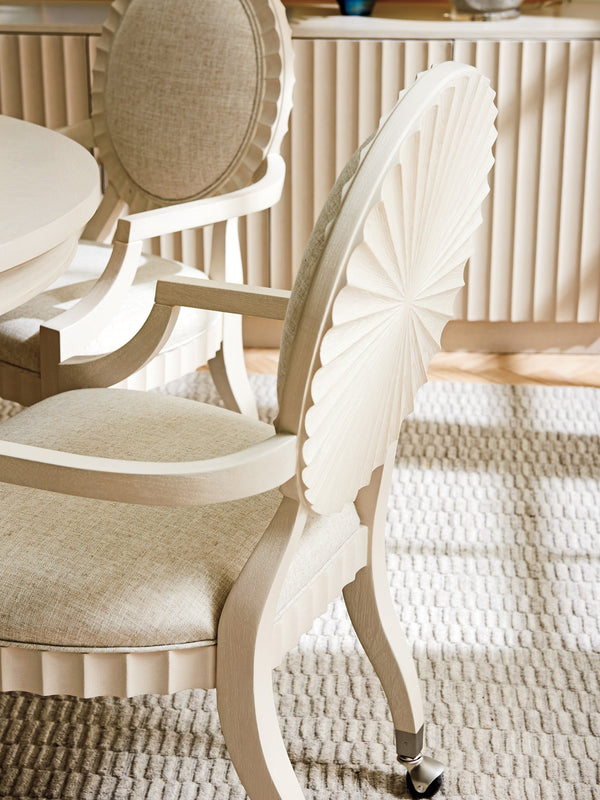 Lexington Sligh Preston Game Chair: Elegant Hollywood Regency Design With Scalloped Detailing And Smooth Casters Opaline Wood 310-938-01