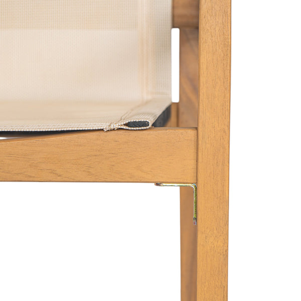 English Elm Christopher Knight Home® - BELFAST Teak Frame Outdoor Dining Chairs Set of 2 — Beige Mesh Comfort, Durable Weather-Resistant Design N762P240699A