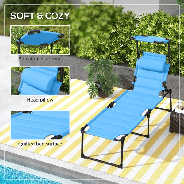 English Elm Outsunny Adjustable Outdoor Lounge Chair With Cushioned Seat, Sunshade Roof & Portable Design For Relaxation W2225P200579-GIGA
