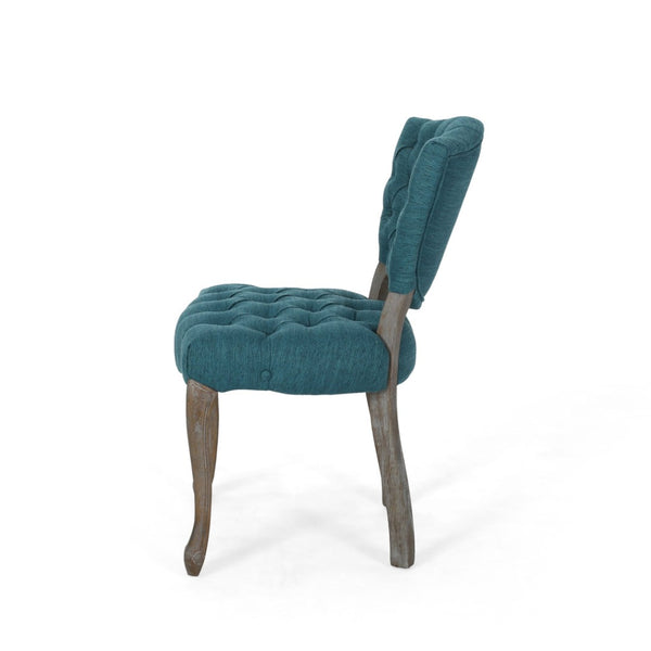 English Elm Kd Button Tufted Dining Chairs Set of 2 Rubberwood Scrolled Legs Vintage Style 61624.00FT