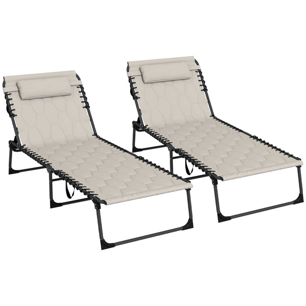 English Elm Outsunny Folding Chaise Lounge Set - 5-Level Recline, Cushioned Comfort, Portable Outdoor Chairs! W2225P200625-GIGA