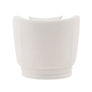 English Elm Contemporary Siri Linen Weave Accent Chair Cream with Pillow — Durable Pine Frame, 440 lb Capacity, Fully Assembled B365P398022