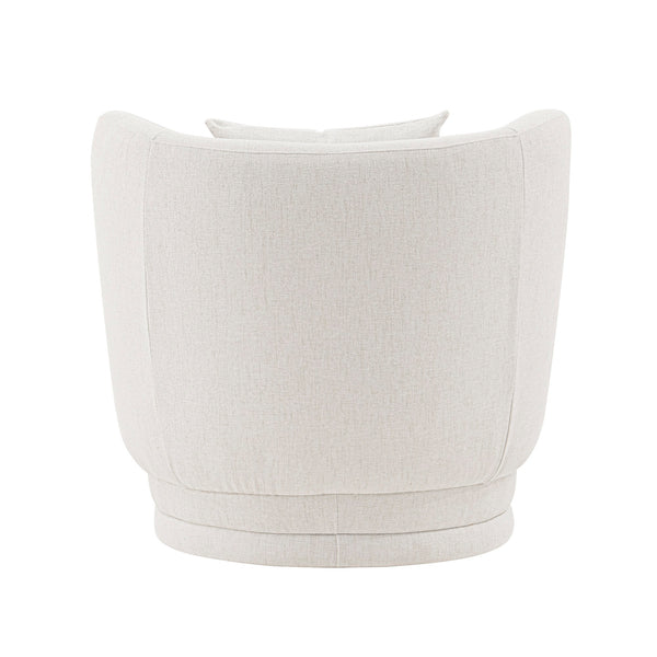 English Elm Contemporary Siri Linen Weave Accent Chair Cream with Pillow — Durable Pine Frame, 440 lb Capacity, Fully Assembled B365P398022