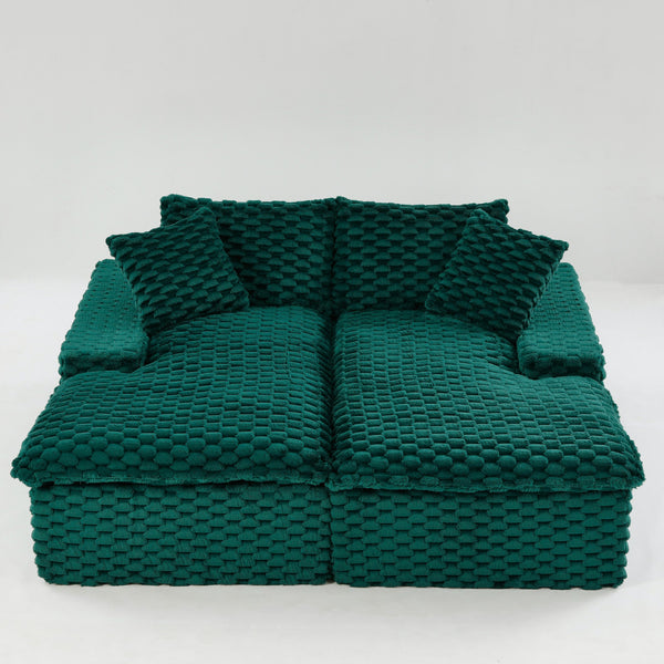 English Elm Green Turtle Velvet Double Chaise Lounge - Cozy & Multifunctional Sofa For Relaxing Or Socializing W3371S00042