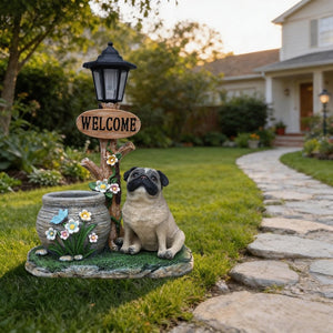 English Elm Schnauzer Solar Led Resin Planter Statue Outdoor Garden Accent for Patio Decor W5398P464252