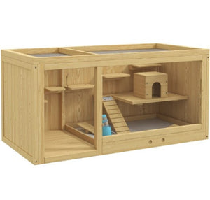 English Elm Pet Rabbit Hutch Two Story Solid Fir Wood Waterproof Outdoor Indoor Small Animal Home T3971P432038