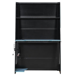 English Elm Twin Gaming Loft Bed with Desk Rgb Lighting and Multi-tier Shelves for Teen Rooms Blue LT000160AAC