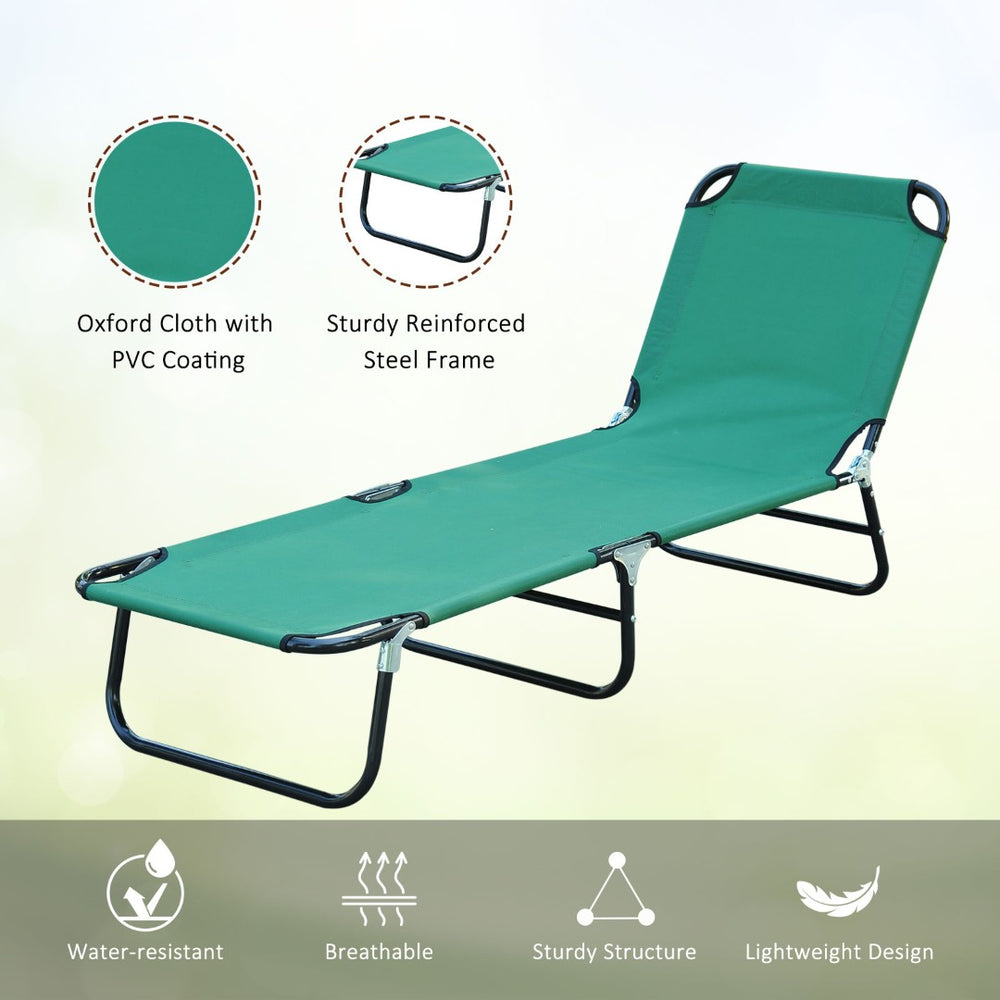 English Elm Folding Outdoor Chaise Lounge with Steel Frame Oxford Fabric Five Position Recline T3971P383037