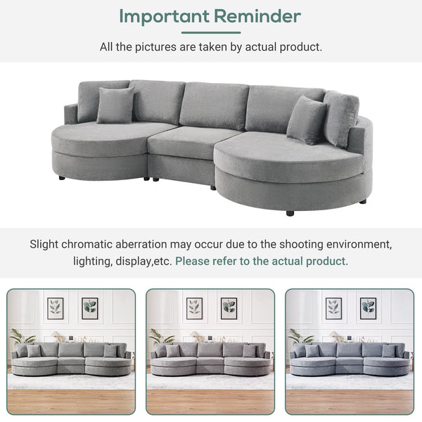 English Elm Christopher Knight Home® - 3-seater Curved Chenille Sofa with Plush 7.5" Seat Cushions and Two Pillows for Stylish Living DARK GREY N763S000020R