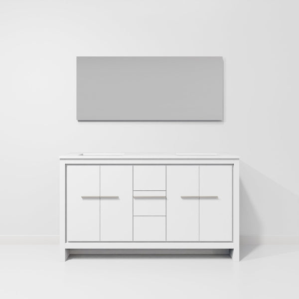 English Elm White Double Bath Vanity With Quartz Top & Large Mirror - Stylish Storage Solution For Modern Spaces B2731S01497-GIGA