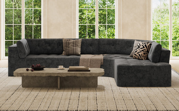 English Elm 119'' Curved L-shaped Sectional with Button Tufting and Pocket Spring Seating N760S0000048E
