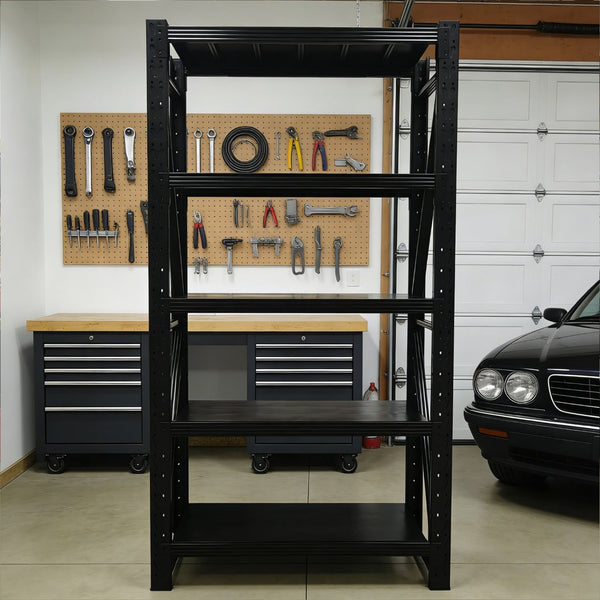 English Elm Five-tier Steel Garage Shelving Unit with Adjustable Levels and 1800 Lb Total Capacity W3752S00025