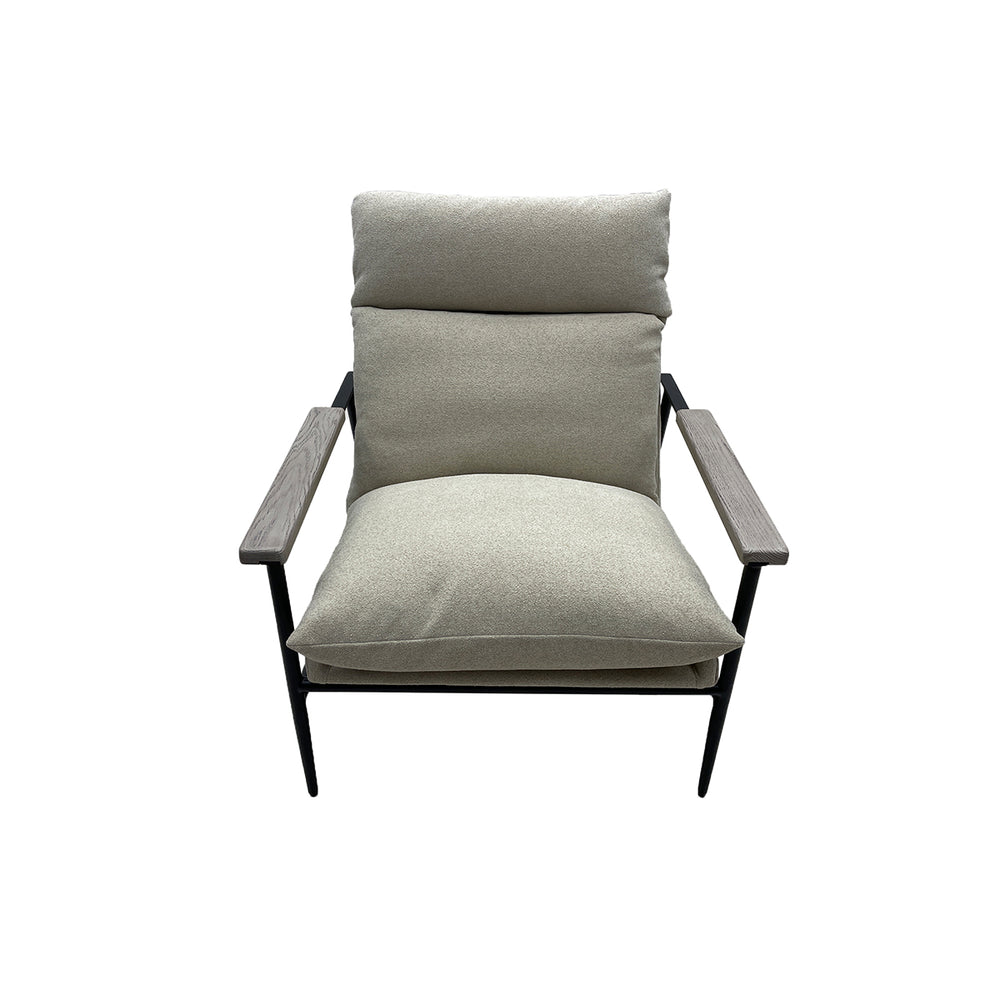 JLA Home Chapel Hill - Accent Chair Mid-Century Modern Upholstered with Red Oak Arms, High-Density Foam & Sturdy Steel Frame Beige CH100-0051