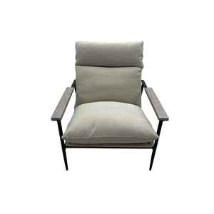 JLA Home Chapel Hill - Accent Chair Mid-Century Modern Upholstered with Red Oak Arms, High-Density Foam & Sturdy Steel Frame Beige CH100-0051