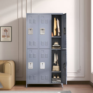 English Elm 6 Door 72"H Metal Lockers with Locking Compartments, Durable Steel Storage Cabinet for Gym Office School Home Garage T2398P151998