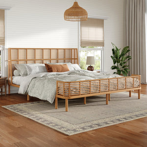English Elm Christopher Knight Home® - King Gorgeous Sleek Grid PE Wicker Bed with High Wing Back, Metal Frame Support, Breathable Rattan Elegance N758P294450N
