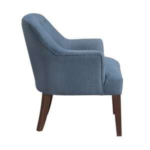 English Elm Modern Tufted Back Accent Chair with Espresso Wood Legs, Foam Seat Comfort, Stylish Living Room Seating Blue 26.5 L x 29 W x 22 H B011P305064
