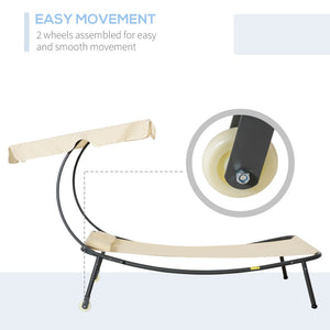 English Elm Outsunny Double Chaise Lounge Chair - Stylish Outdoor Daybed With Adjustable Canopy & Wheels W2225P217764-GIGA