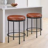 Comfort Pointe Montecarlo Caramel Faux Leather and Metal Backless Counter Height Stool Caramel faux leather / Black base