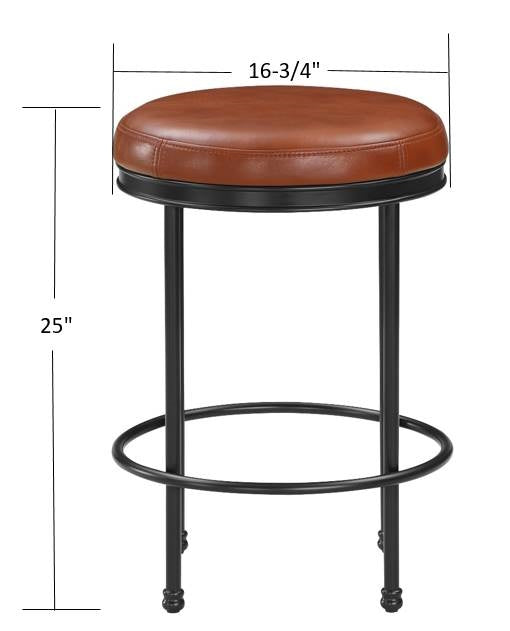 Comfort Pointe Montecarlo Caramel Faux Leather and Metal Backless Counter Height Stool Caramel faux leather / Black base