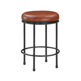 Comfort Pointe Montecarlo Caramel Faux Leather and Metal Backless Counter Height Stool Caramel faux leather / Black base