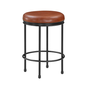 Comfort Pointe Montecarlo Caramel Faux Leather and Metal Backless Counter Height Stool Caramel faux leather / Black base