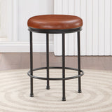 Comfort Pointe Montecarlo Caramel Faux Leather and Metal Backless Counter Height Stool Caramel faux leather / Black base