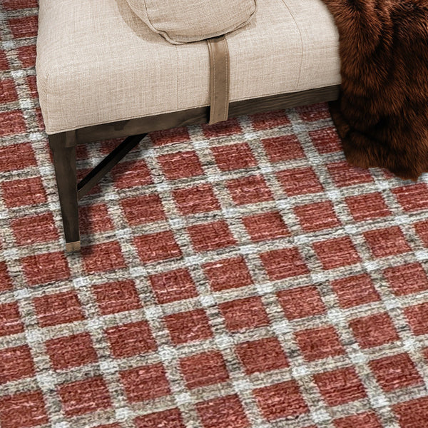 Capel Rugs Tattersall Eco-friendly Handloomed Area Rug - Classic Plaid Design For Versatile Home Decor Brick, Brown 100% Polyester 3112rs07060906500