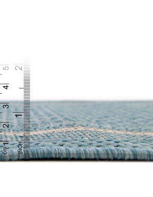 Unique Loom Outdoor Border Soft Border Machine Made Border Rug Aquamarine, Ivory 13' 0" x 13' 0"