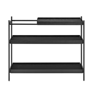 Eurostyle Kumla 39" 3-tier Shelving Unit - Modern Black Steel & Oak Design With Movable Trays For Versatility Black Powder Coated Steel 31130blk-kit