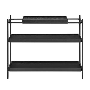 EuroStyle Kumla Three Tier Shelving Unit with Matte Steel Frame and Oak Veneer for Modern Spaces Complete Unit 31130BLK-KIT