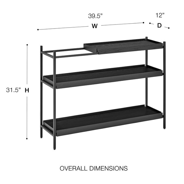 Eurostyle Kumla 39" 3-tier Shelving Unit - Modern Black Steel & Oak Design With Movable Trays For Versatility Black Powder Coated Steel 31130blk-kit