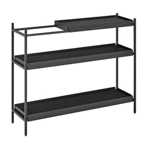 EuroStyle Kumla Three Tier Shelving Unit with Matte Steel Frame and Oak Veneer for Modern Spaces Complete Unit 31130BLK-KIT