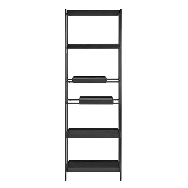 EuroStyle Kumla Six Tier Steel and Oak Veneer Bookcase for Office Living Room Entryway Black - A 31132BLK-KIT