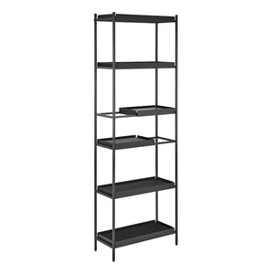 EuroStyle Kumla Six Tier Steel and Oak Veneer Bookcase for Office Living Room Entryway Black - A 31132BLK-KIT