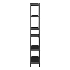 EuroStyle Kumla Six Tier Steel and Oak Veneer Bookcase for Office Living Room Entryway Black - A 31132BLK-KIT