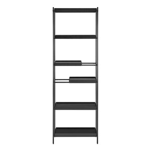 EuroStyle Kumla Six Tier Steel and Oak Veneer Bookcase for Office Living Room Entryway Black - A 31132BLK-KIT