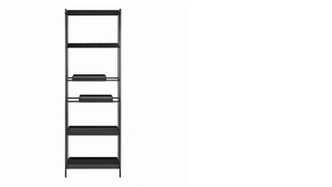 EuroStyle Kumla Six Tier Steel and Oak Veneer Bookcase for Office Living Room Entryway Black - A 31132BLK-KIT
