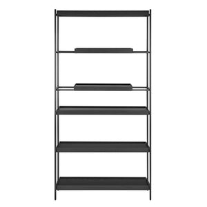 Eurostyle Kumla 39" 6-tier Shelving Unit - Modern Black Steel Frame With Adjustable Oak Shelves For Versatility Black Powder Coated Steel 31134blk-kit