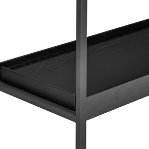 EuroStyle Kumla Six Tier Steel and Oak Veneer Shelving Unit with Adjustable Matte Black Frame Complete Set 31134BLK-KIT