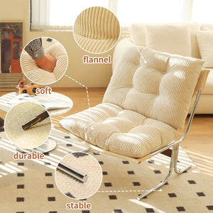 English Elm Modern Wingback Accent Chair Faux Leather Upholstery Chrome X Frame Living Room Cream W2105P440977