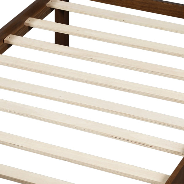 English Elm Twin Platform Bed Vertical Slat Headboard Farmhouse Shaker Wood Grain Finish Bedroom Dark Walnut N733P422478P