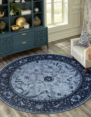 Unique Loom Purple La Jolla 6' Round Rug - Vibrant Luxury Centerpiece For Home Décor And Modern Living Spaces Blue  3114629-unique-loom