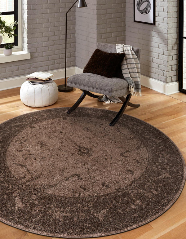 Unique Loom Purple La Jolla 6' Round Rug - Vibrant Luxury Centerpiece For Home Décor And Modern Living Spaces Brown  3114637-unique-loom