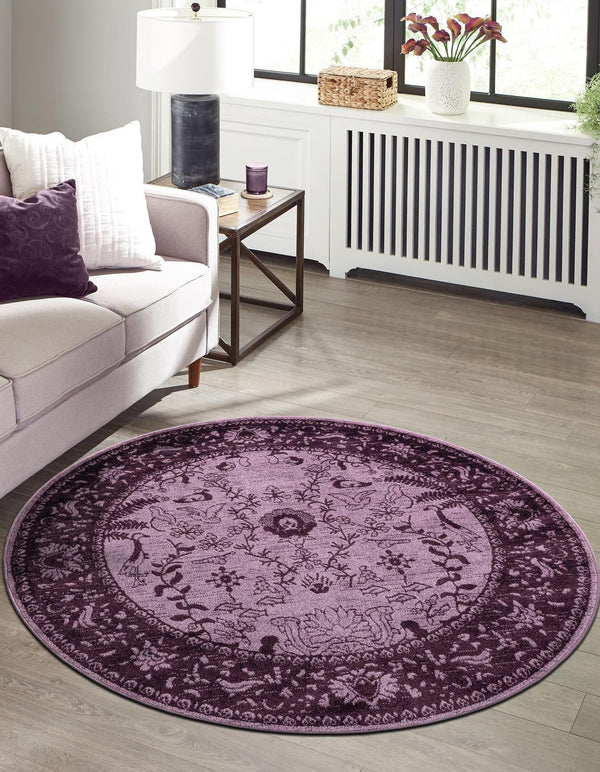 Unique Loom Purple La Jolla 6' Round Rug - Vibrant Luxury Centerpiece For Home Décor And Modern Living Spaces Purple  3114661-unique-loom